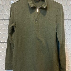 Lands' End Olive Zip-Neck Pullover Sweater